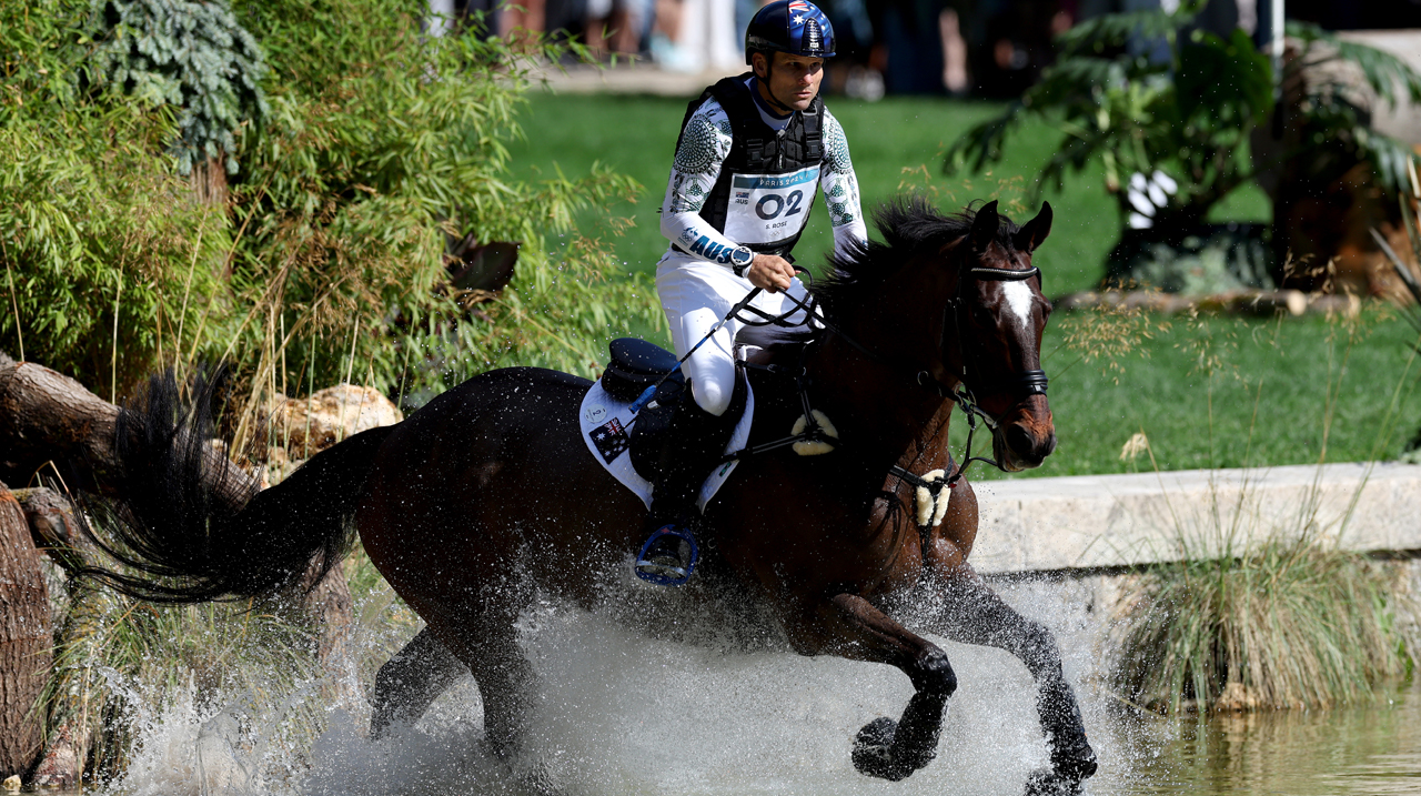 Shane Rose competes in Eventing on horse Virgil at the 2024 Olympic Games in Paris.
