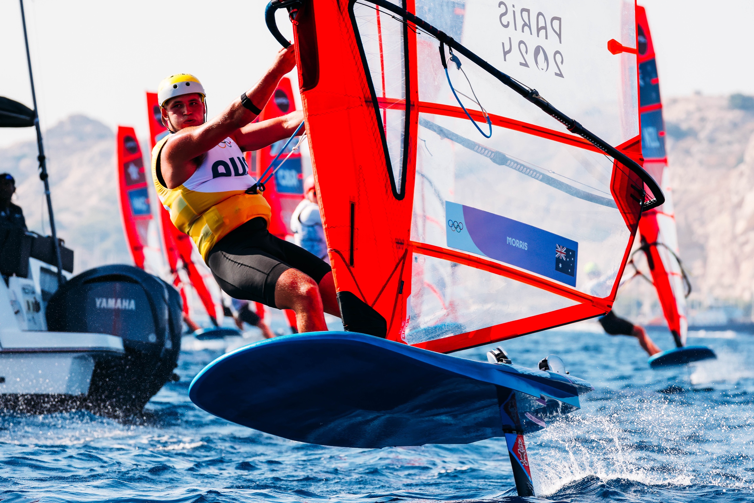 Grae Morris is assured a medal in windsurfing on Day 6 of the 2024 Olympic Games.