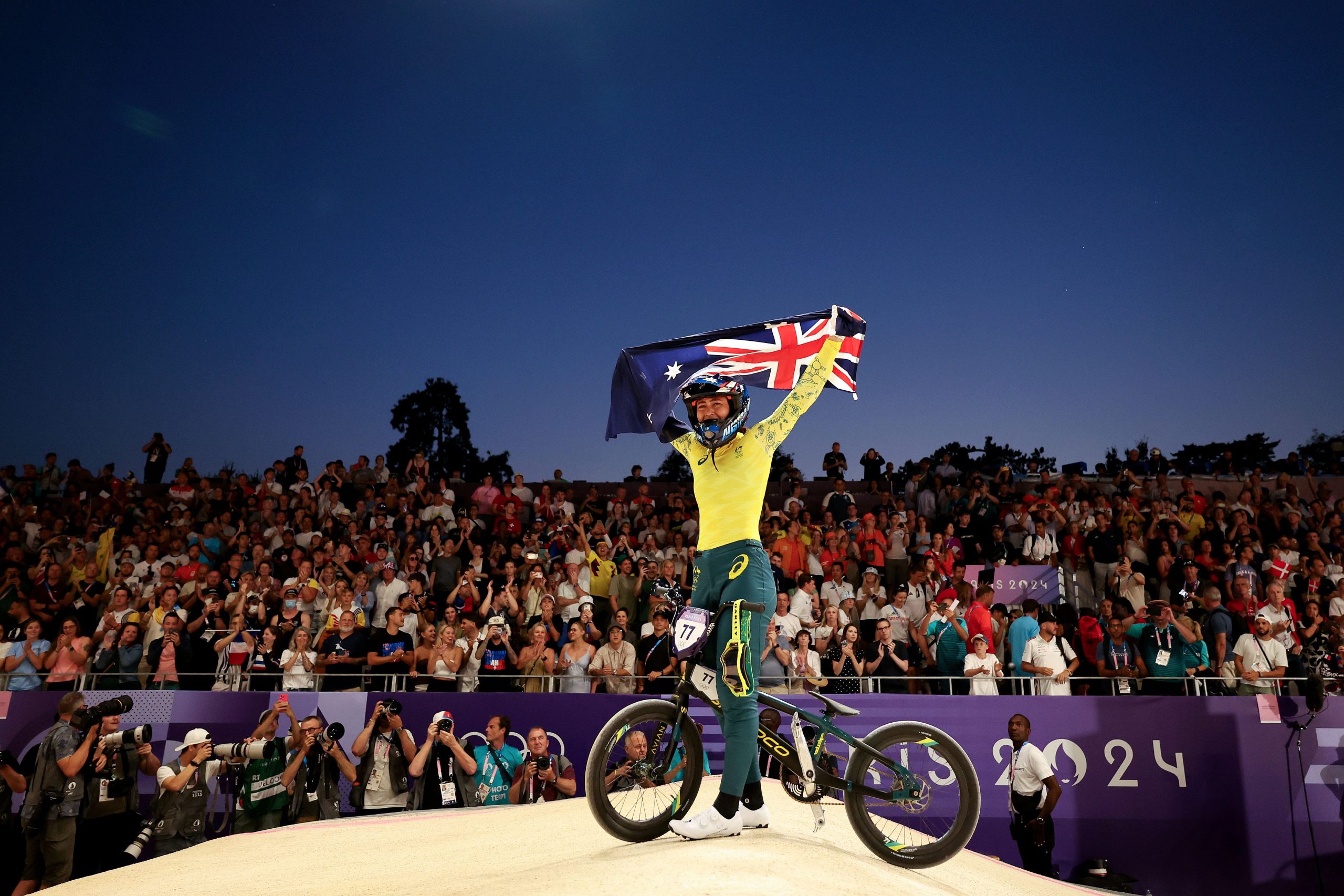 Saya Sakakibara wins BMX Gold at the 2024 Olympic Games in Paris.